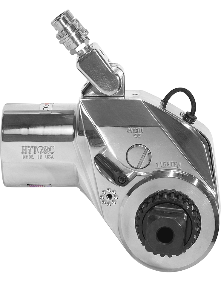 Llave de torque hidráulica AVANTI con sistema de reacción avanzado, alta precisión y operación segura para aplicaciones de empernado exigentes.