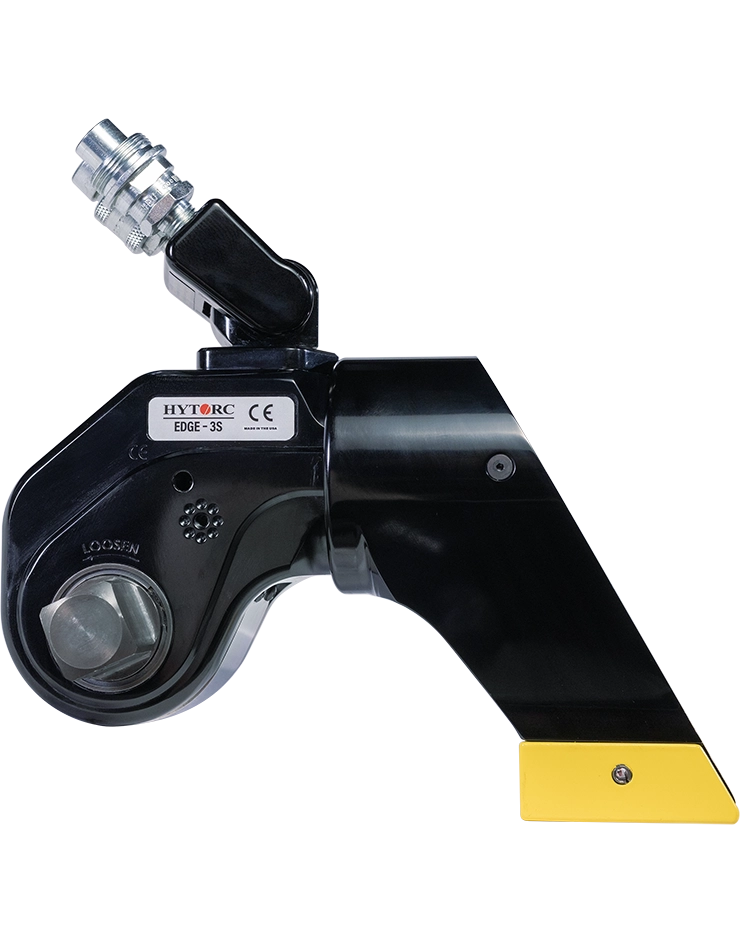 Llave de torque hidráulica EDGE S con cambio fácil de apriete y aflojado, diseño ergonómico y sistema Uniswivel para operación eficiente y segura.