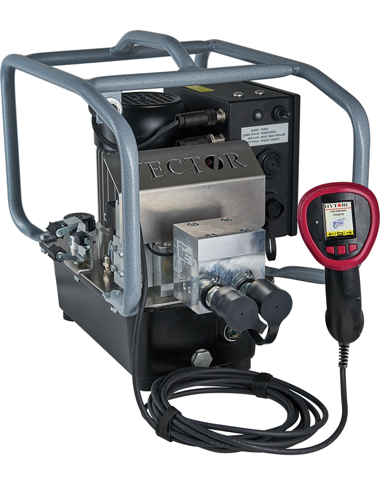 Bomba hidráulica eléctrica VECTOR MINI de 3 etapas de Hytorc, compacta y versátil