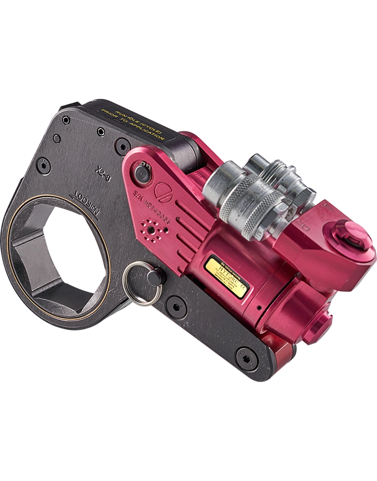 Llave de torque hidráulica XLCT compacta y versátil, con cartuchos intercambiables y alto rendimiento en espacios reducidos y aplicaciones de alto torque.